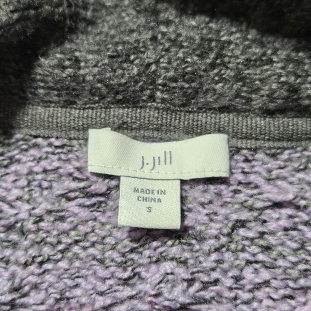 J.Jill Cable Knit Open Front Cardigan Sweater Cozy Duster Purple Gray Women's S - Picture 3 of 7